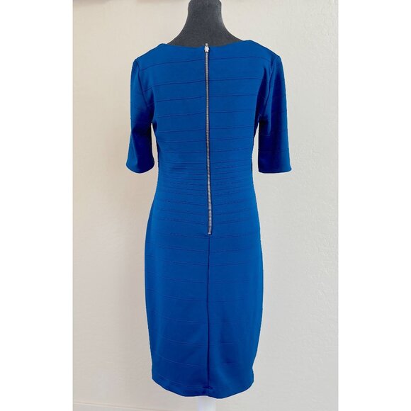 Bisou Bisou Blue BodyCon Stretch Knit Dress. Size 10 - Picture 2 of 10
